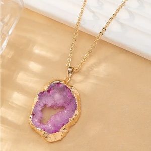 Pink Agate Pendant Necklace